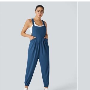 HALARA adjustable strap button multiple pockets casual jogger overalls